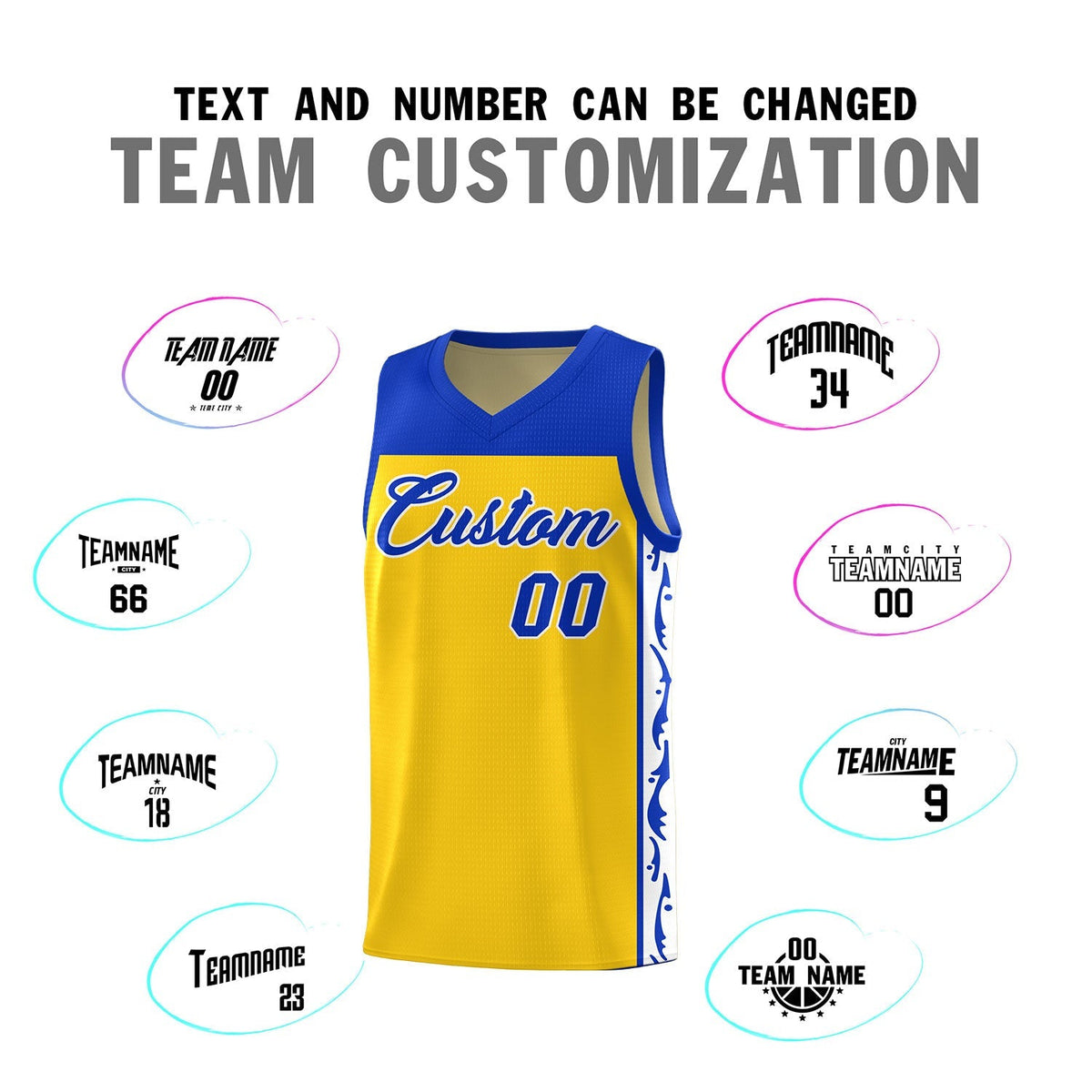 Custom Gold Side Pattern Sports Uniform Basketball Jersey Limited