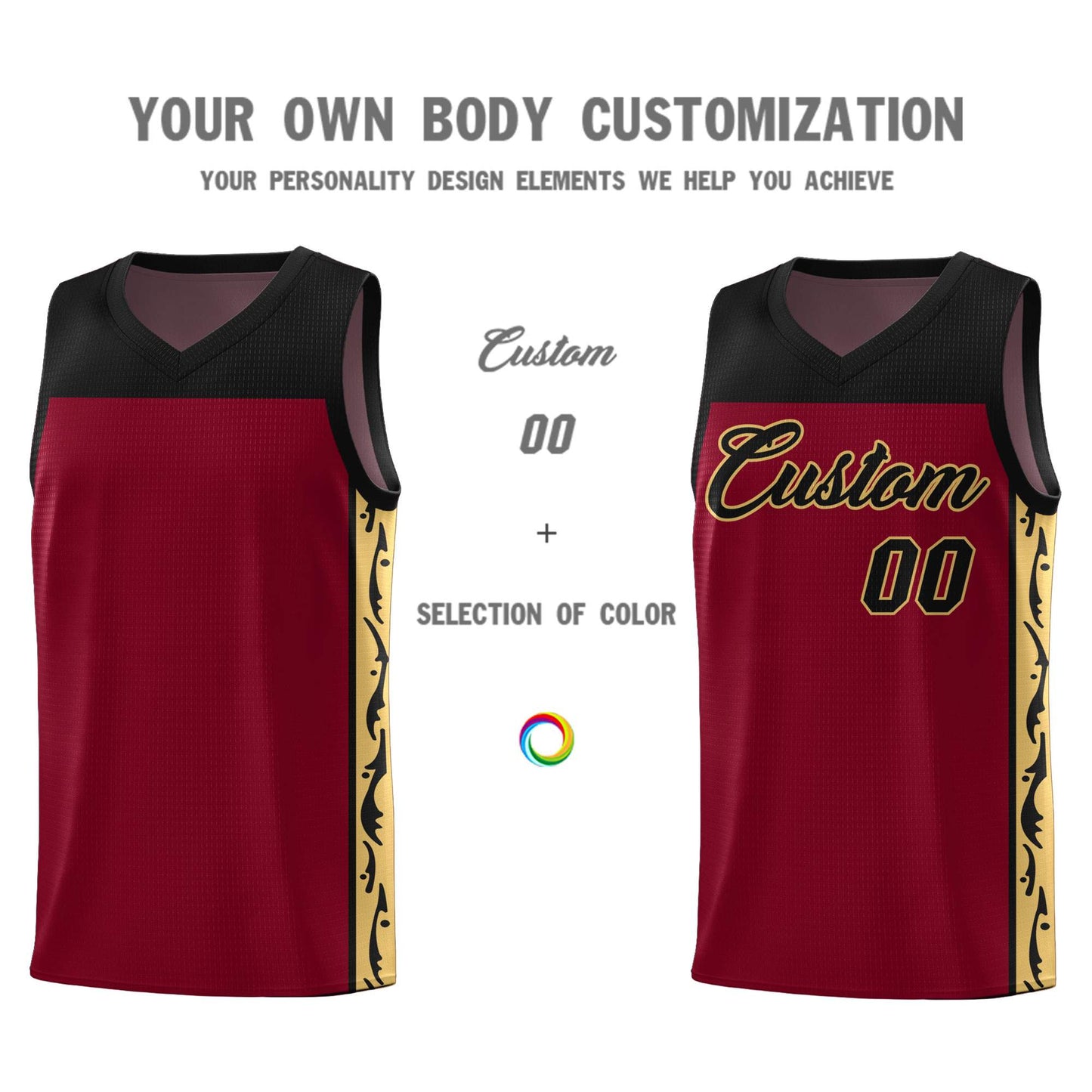 Custom Crimson Side Pattern Sports Uniform Basketball Jersey Limited
