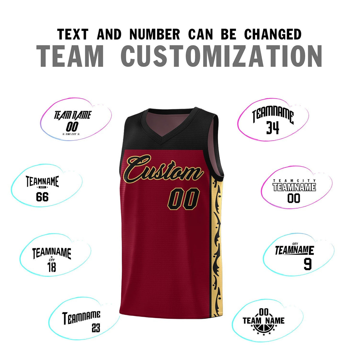 Custom Crimson Side Pattern Sports Uniform Basketball Jersey Limited