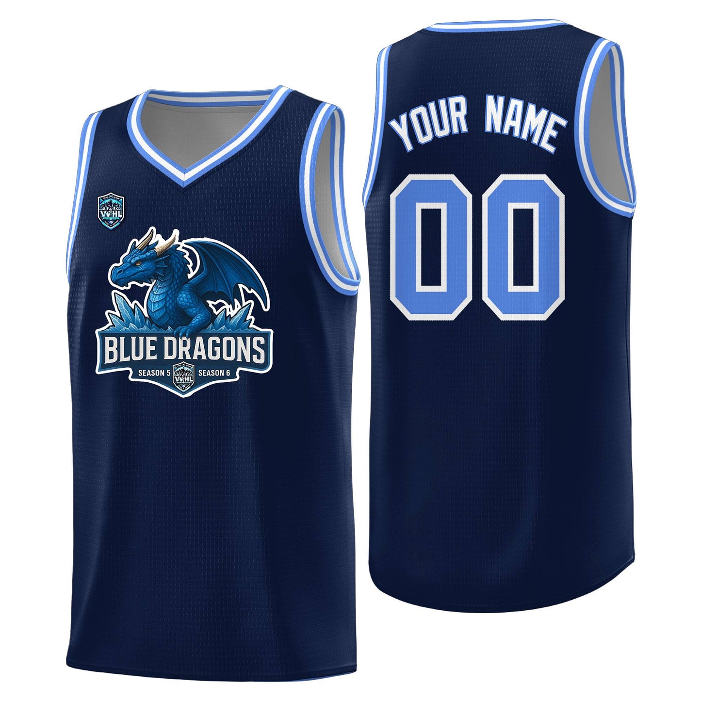 VVHL Navy S7-blue-dragons-1 Tops Basketball Jersey