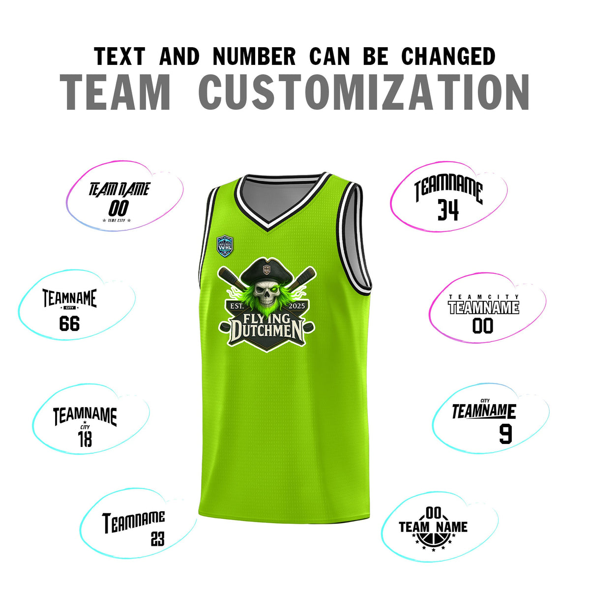 VVHL Neon Green S7-Flying-Dutchmen Tops Basketball Jersey Limited