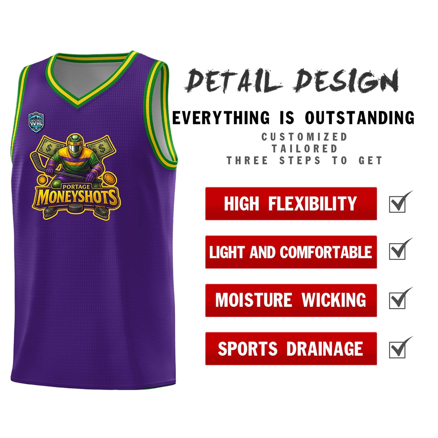 VVHL Purple S7-Portage-Moneyshots Tops Basketball Jersey Limited