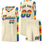 Custom Cream LGBT Rainbow For Pride Month Sports Uniform Basketball Jersey
