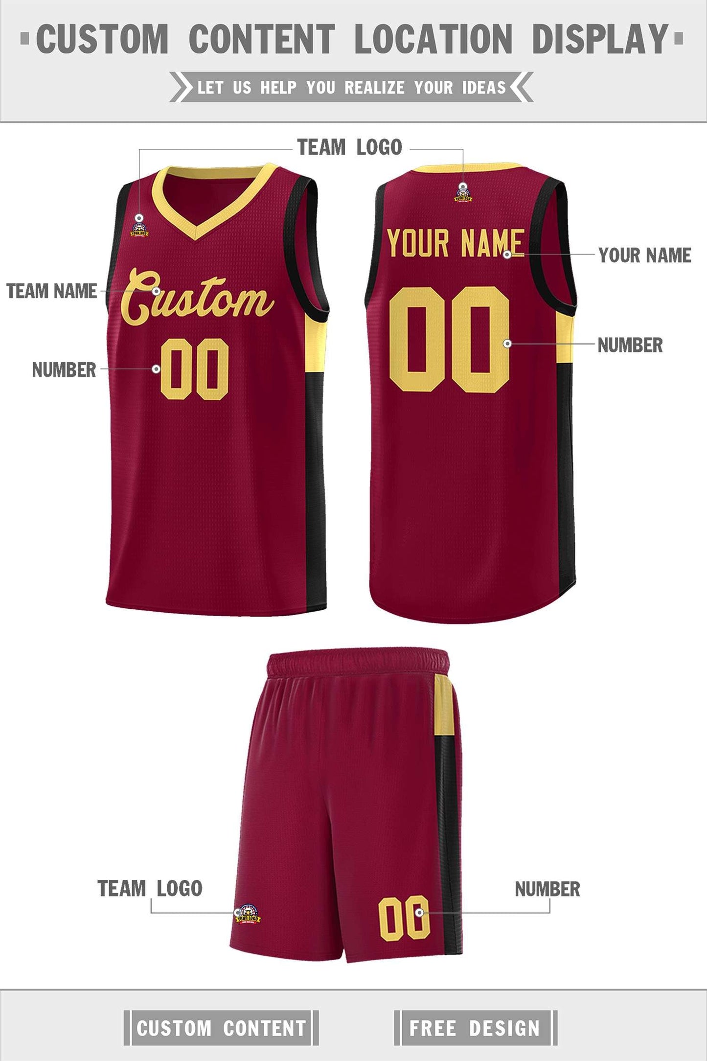 Custom Crimson Khaki-Black Side Two-Tone Classic Sports Uniform Basketball Jersey Limited