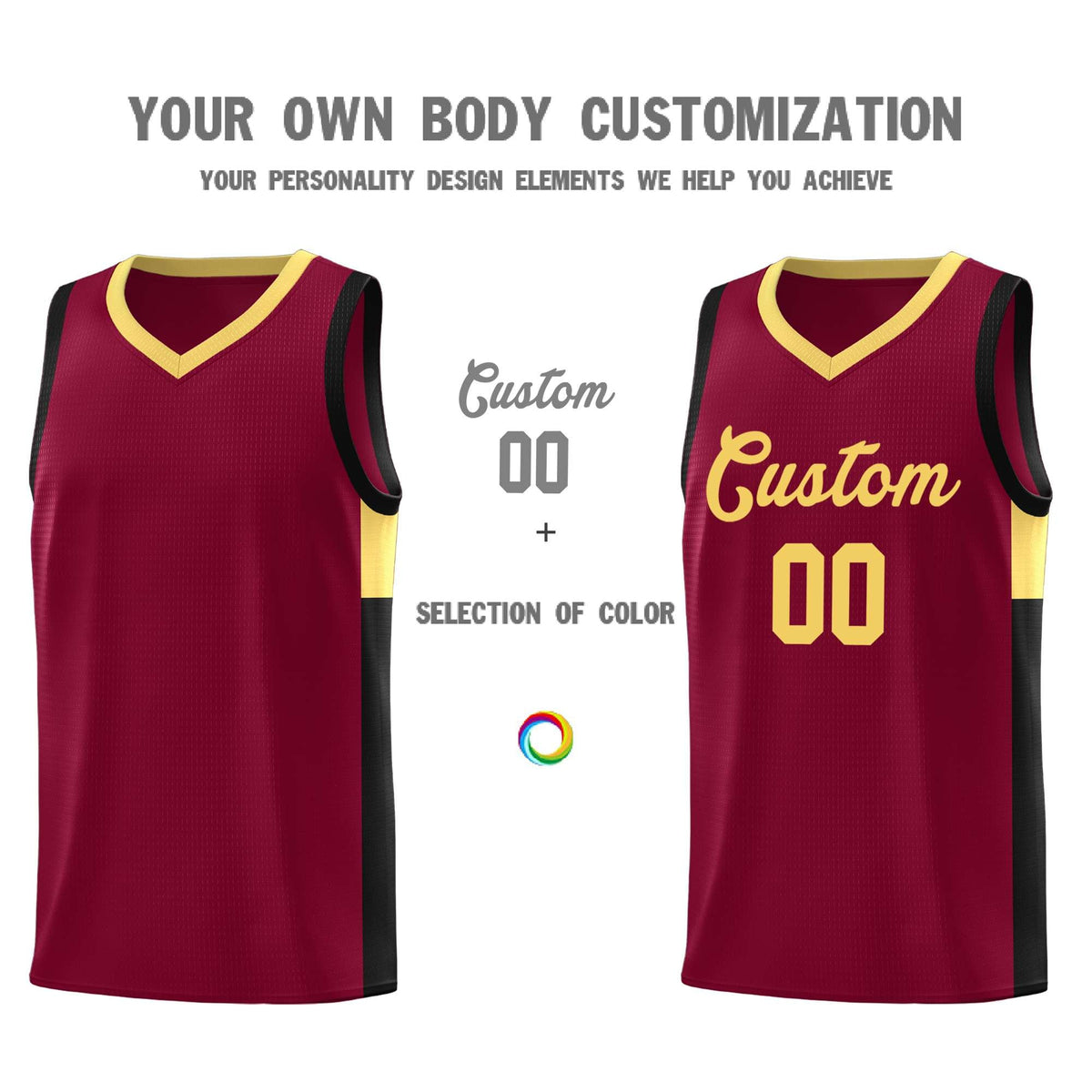 Custom Crimson Khaki-Black Side Two-Tone Classic Sports Uniform Basketball Jersey Limited