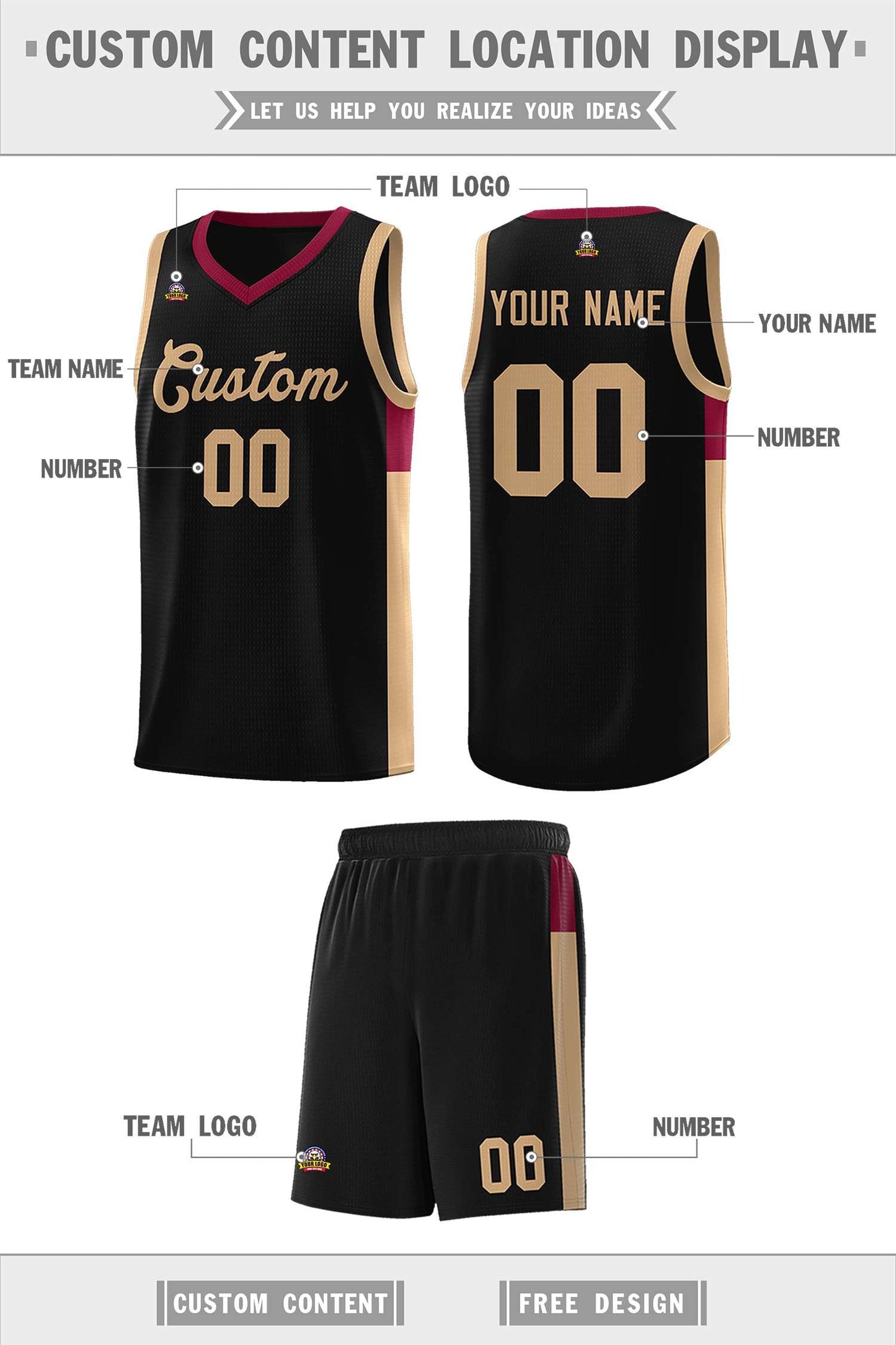 Custom Black Old Gold-Crimson Side Two-Tone Classic Sports Uniform Basketball Jersey Limited