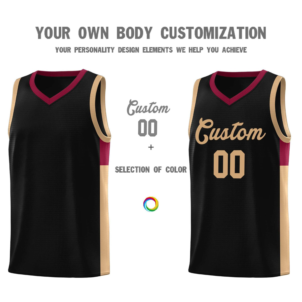 Custom Black Old Gold-Crimson Side Two-Tone Classic Sports Uniform Basketball Jersey Limited