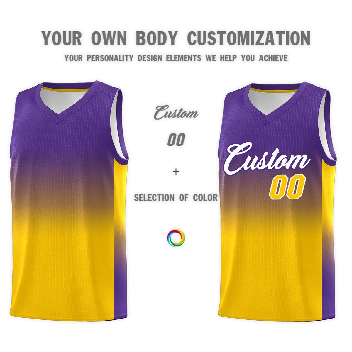 Custom Purple Gold Gradient Fashion Sets Sports Uniform Basketball Jersey Limited