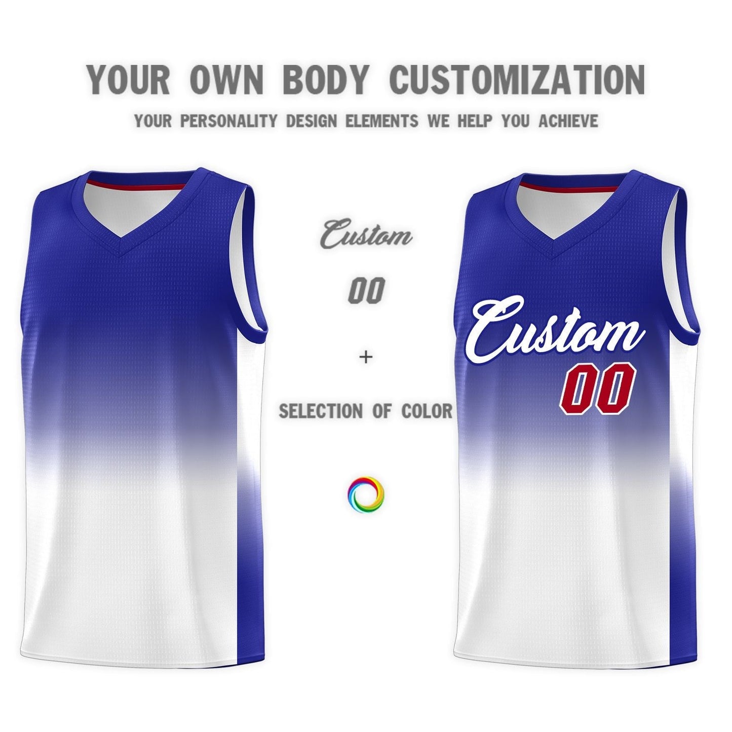 Custom Royal White Gradient Fashion Sets Sports Uniform Basketball Jersey Limited