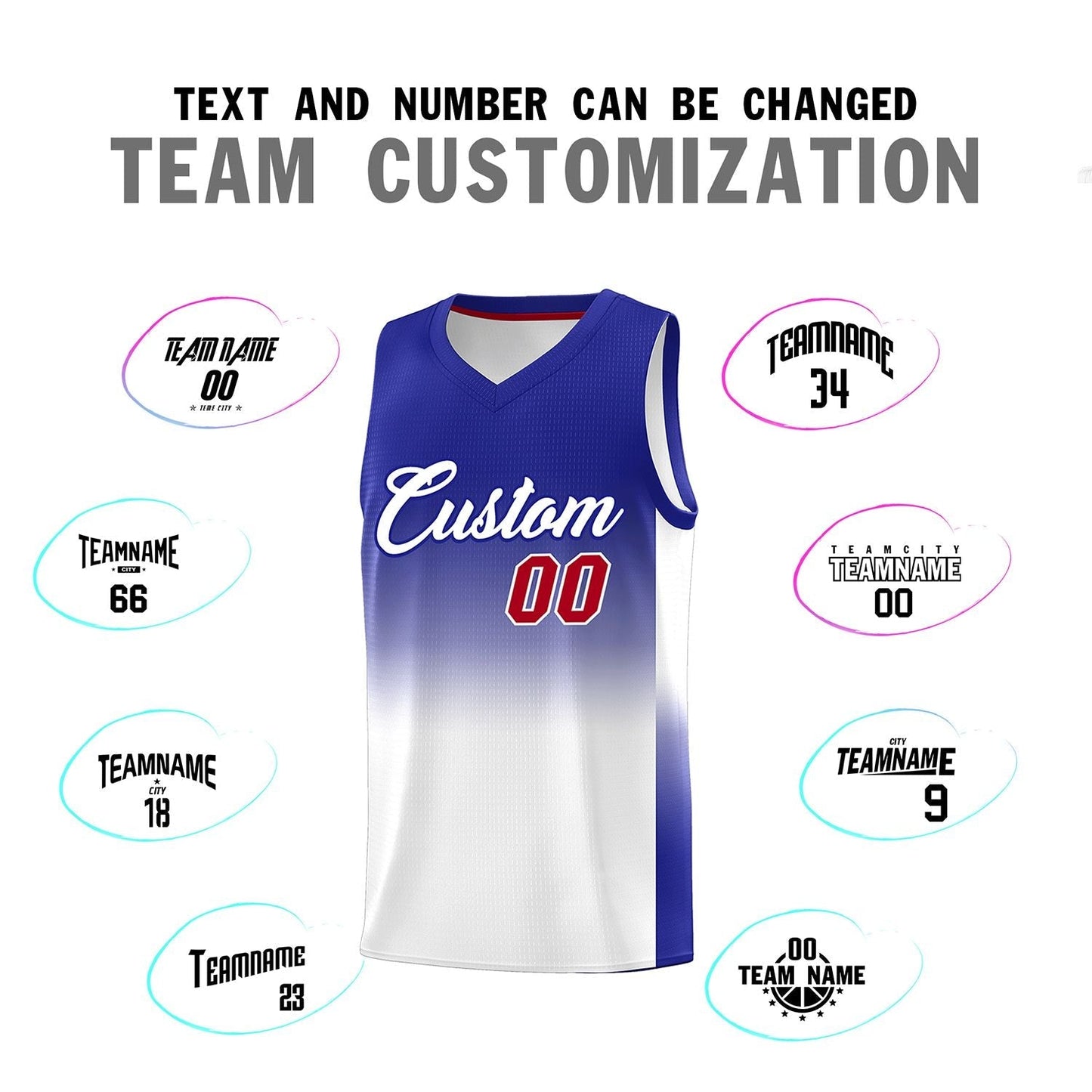 Custom Royal White Gradient Fashion Sets Sports Uniform Basketball Jersey Limited