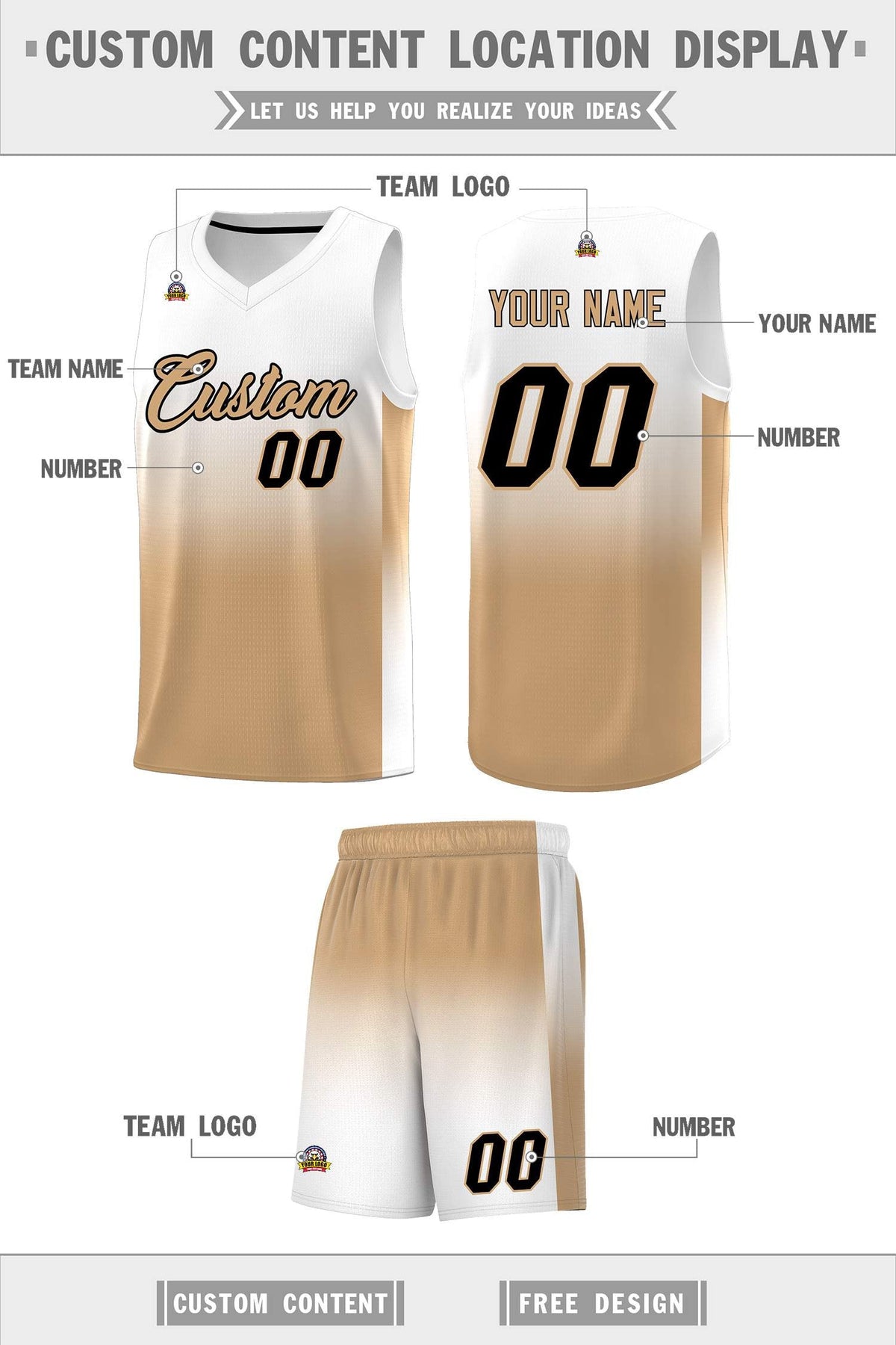 Custom White Old Gold Gradient Fashion Sets Sports Uniform Basketball Jersey Limited