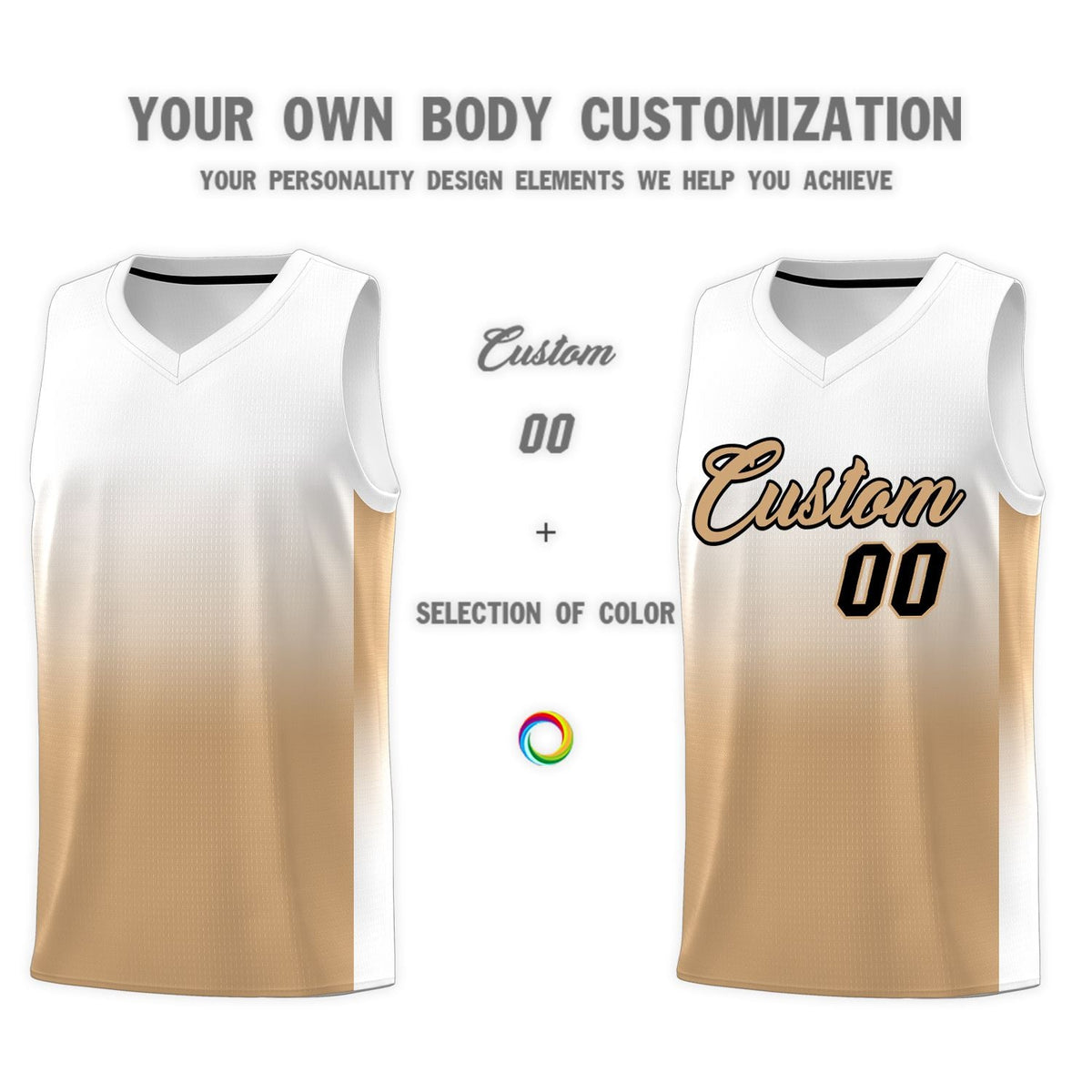 Custom White Old Gold Gradient Fashion Sets Sports Uniform Basketball Jersey Limited