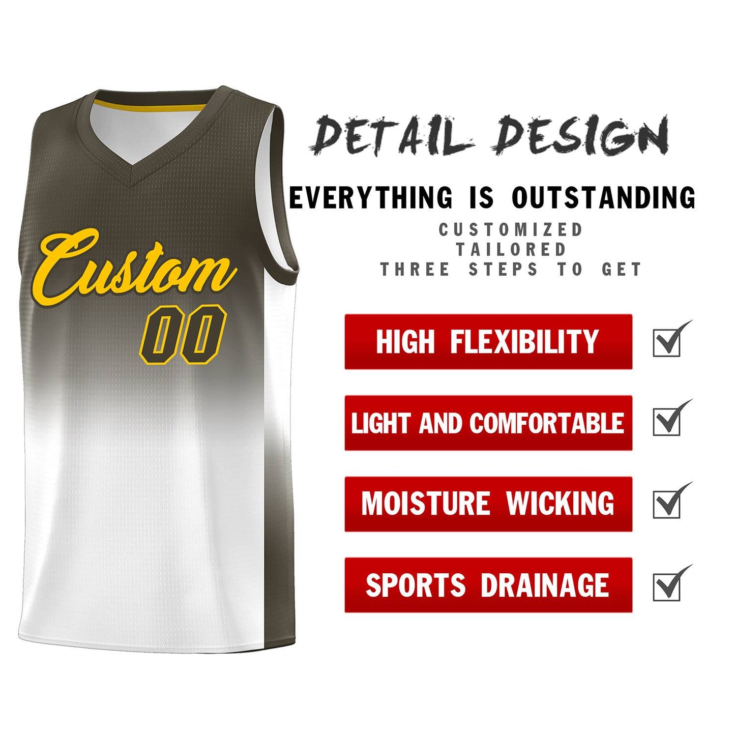 Custom Olive White Gradient Fashion Sets Sports Uniform Basketball Jersey Limited