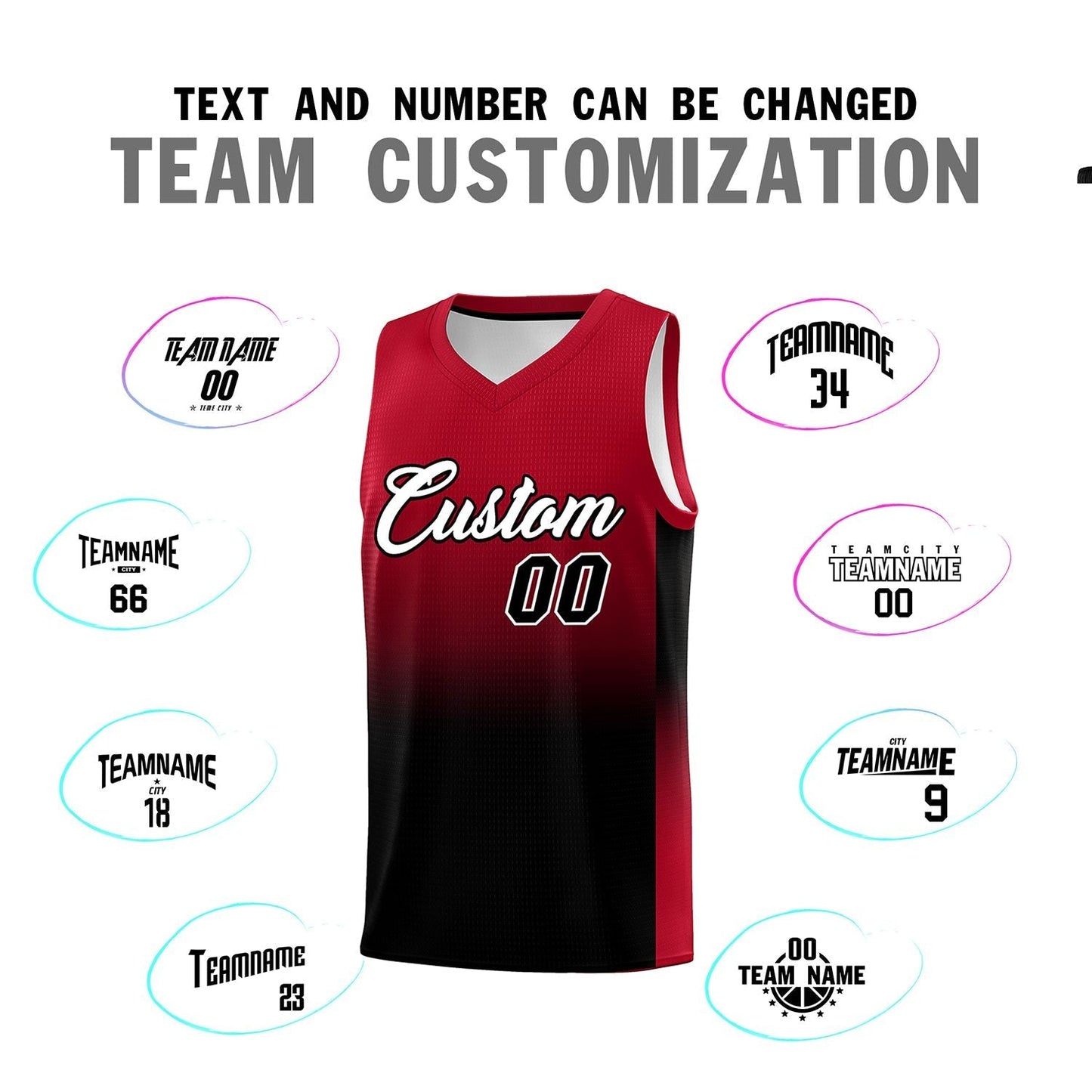 Custom Red Black Gradient Fashion Sets Sports Uniform Basketball Jersey Limited