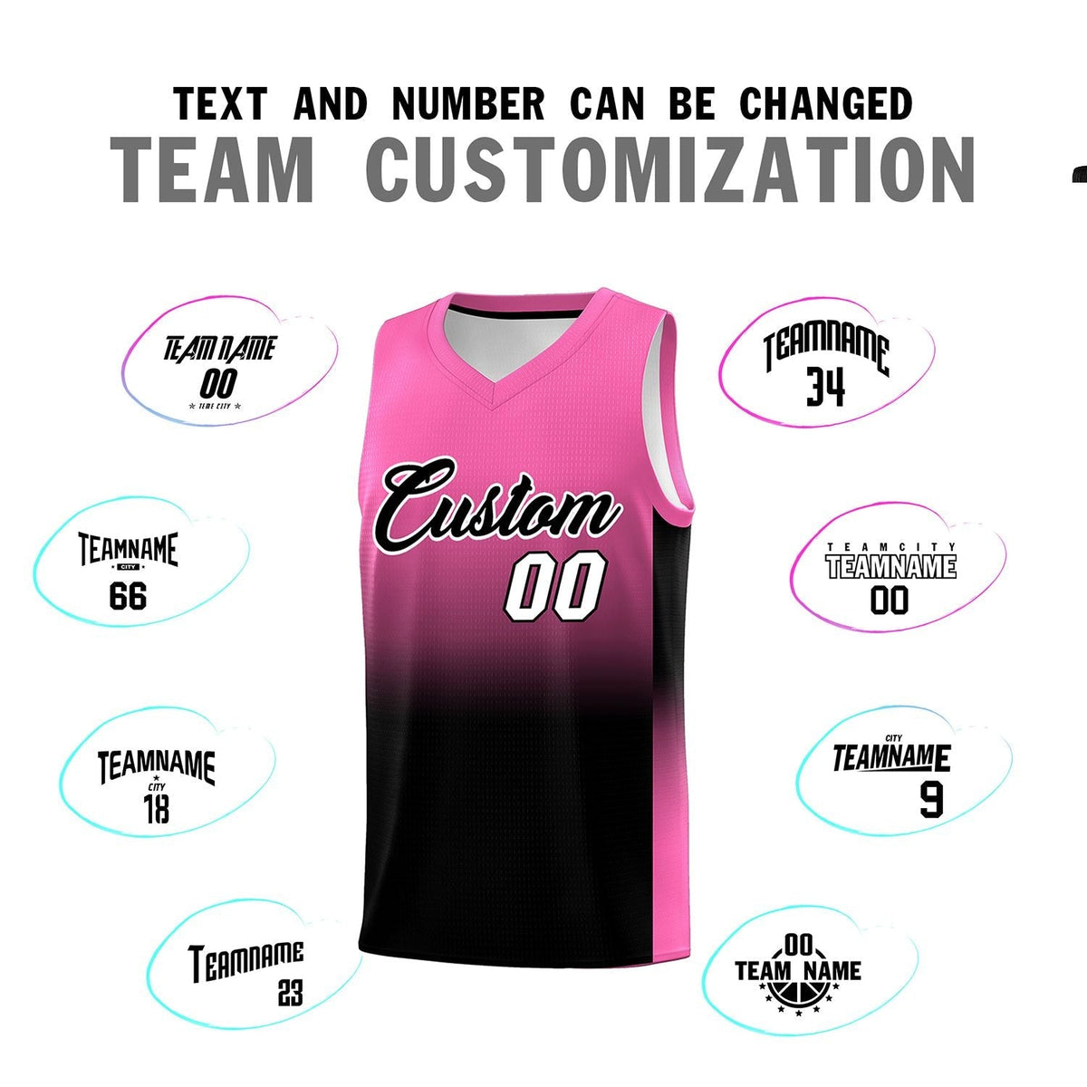 Custom Pink Black Gradient Fashion Sets Sports Uniform Basketball Jersey Limited
