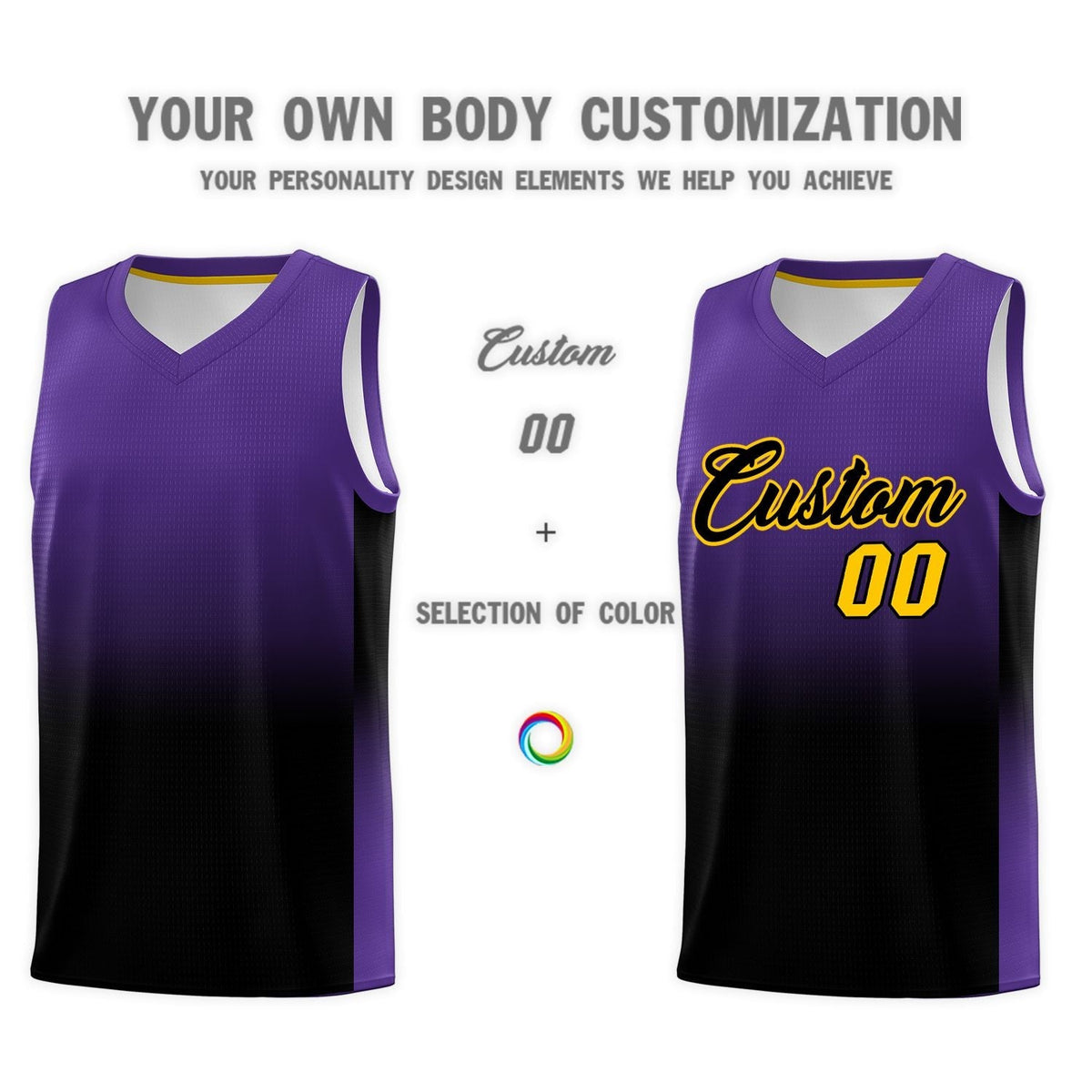 Custom Purple Black Gradient Fashion Sets Sports Uniform Basketball Jersey Limited