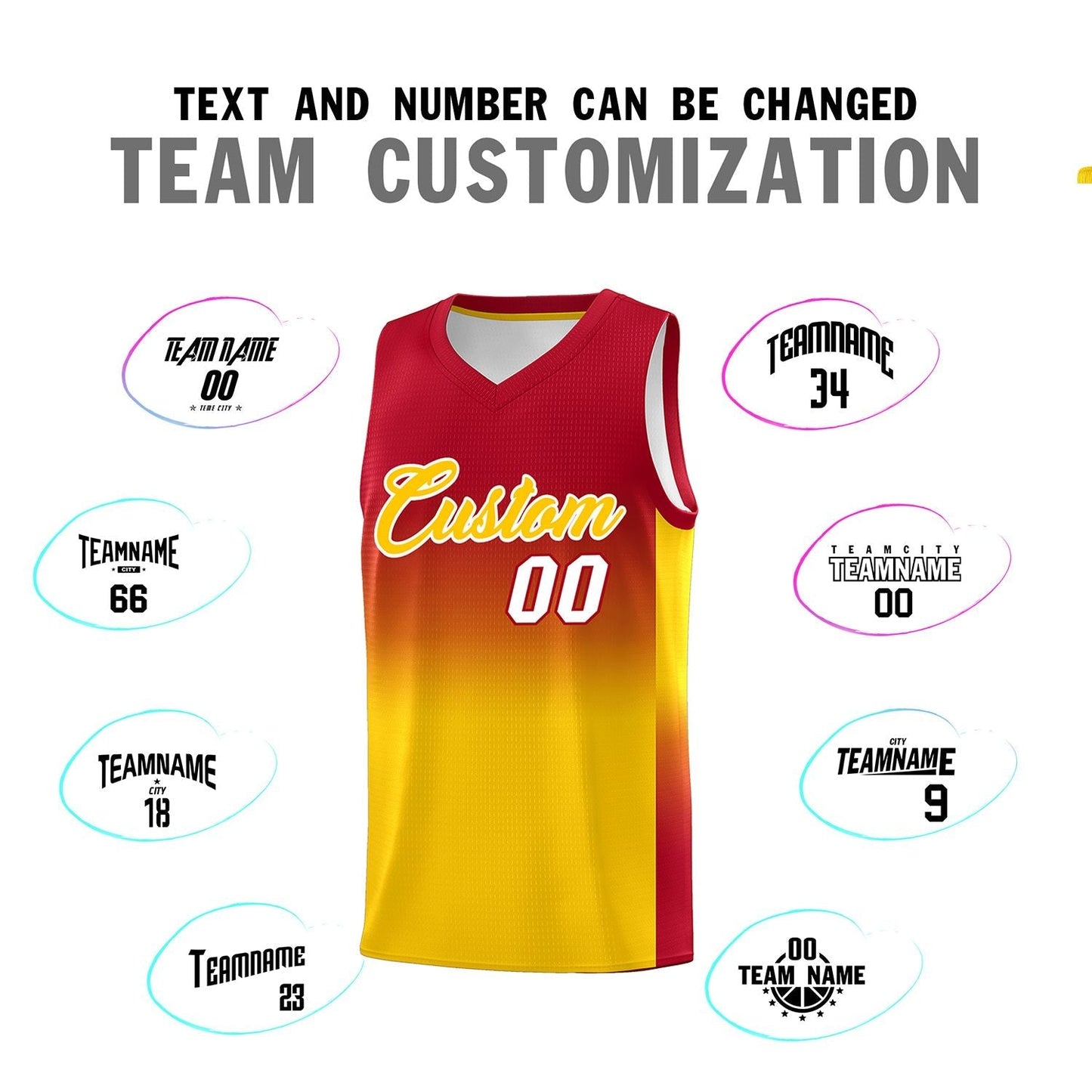 Custom Red Gold Gradient Fashion Sets Sports Uniform Basketball Jersey Limited