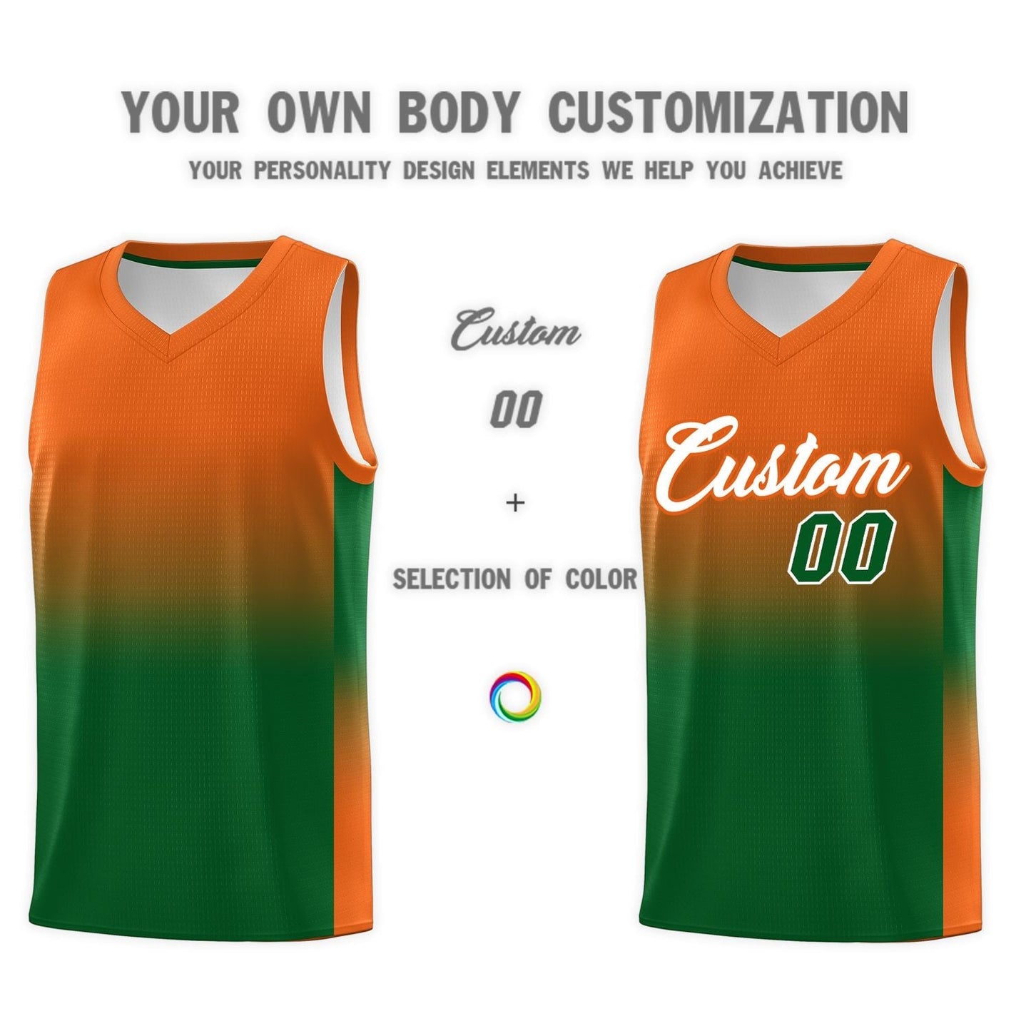 Custom Orange Kelly Green Gradient Fashion Sets Sports Uniform Basketball Jersey Limited