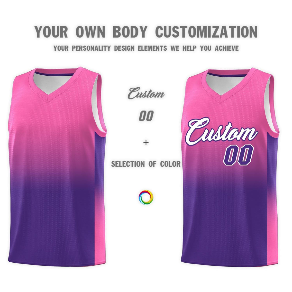 Custom Pink Purple Gradient Fashion Sets Sports Uniform Basketball Jersey Limited