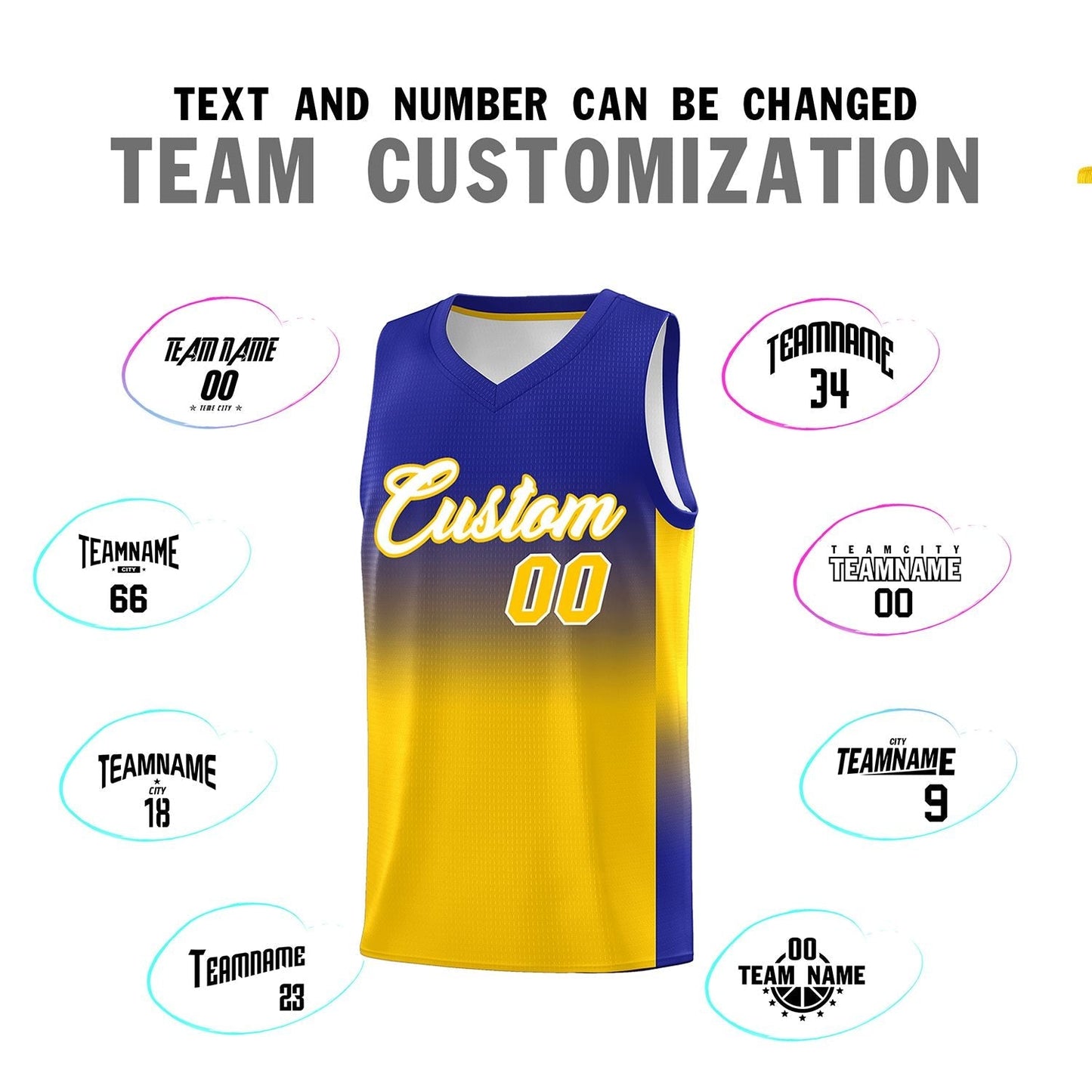 Custom Royal Gold Gradient Fashion Sets Sports Uniform Basketball Jersey Limited