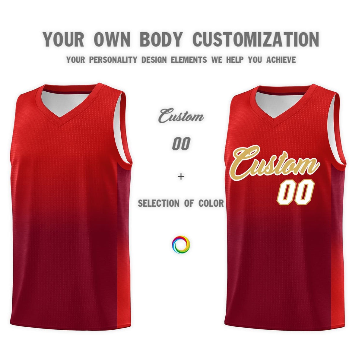 Custom Red Crimson Gradient Fashion Sets Sports Uniform Basketball Jersey Limited