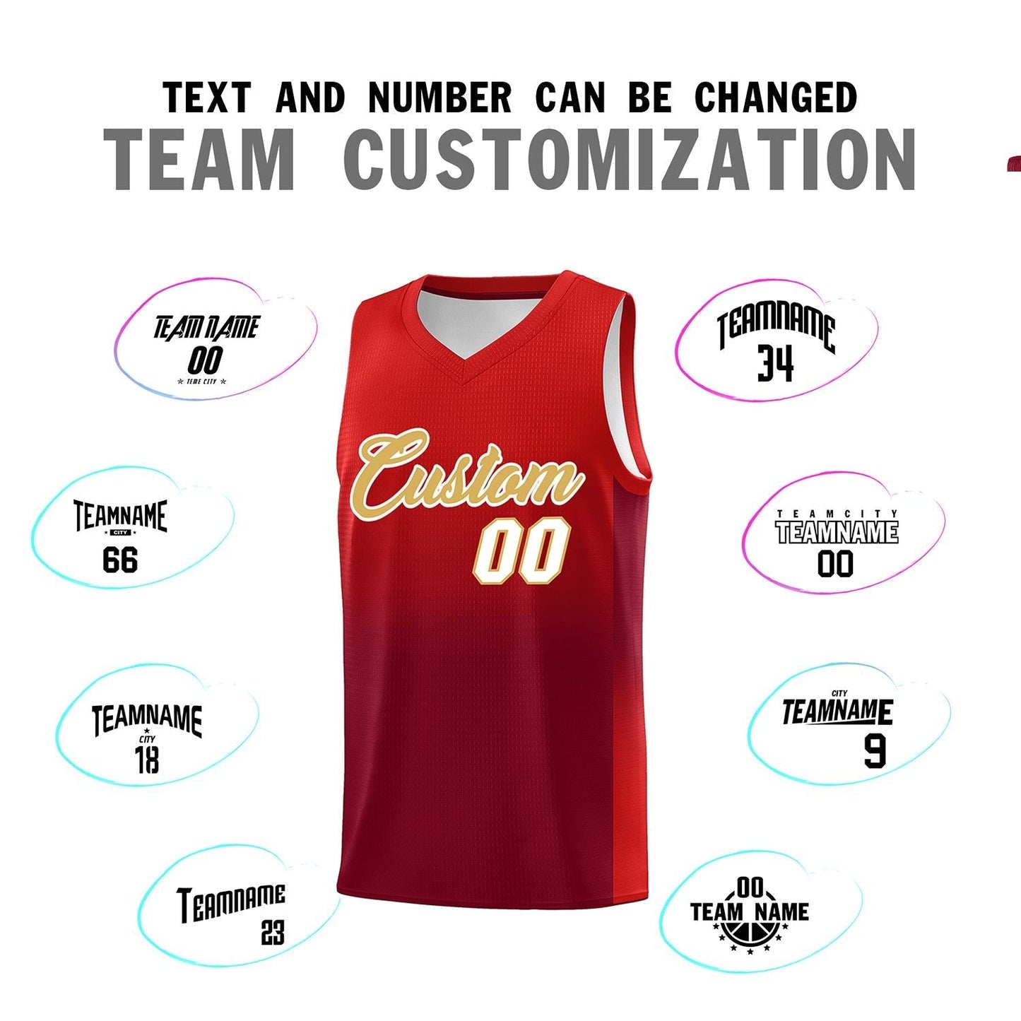 Custom Red Crimson Gradient Fashion Sets Sports Uniform Basketball Jersey Limited