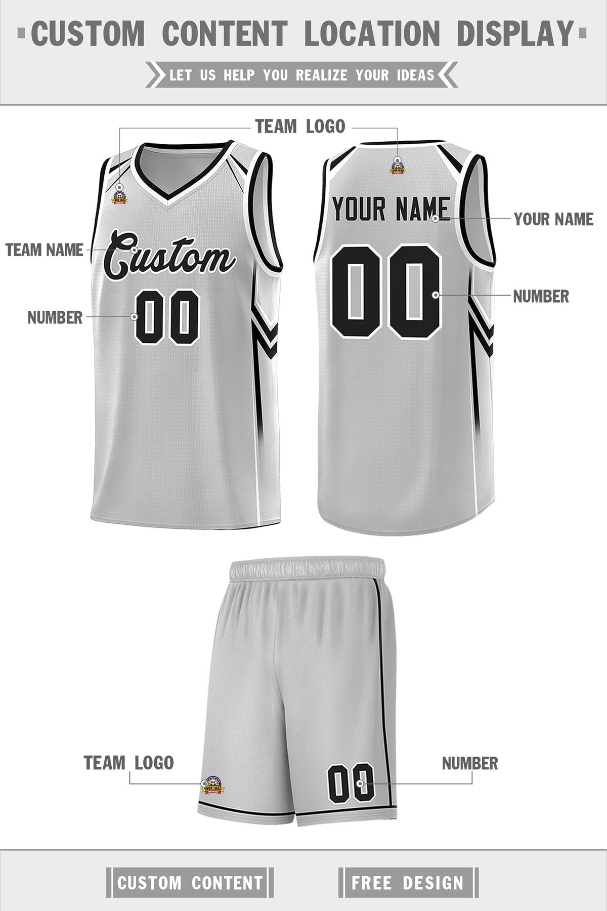 Custom Gray Arrow Graffiti Pattern Sports Uniform Basketball Jersey Limited