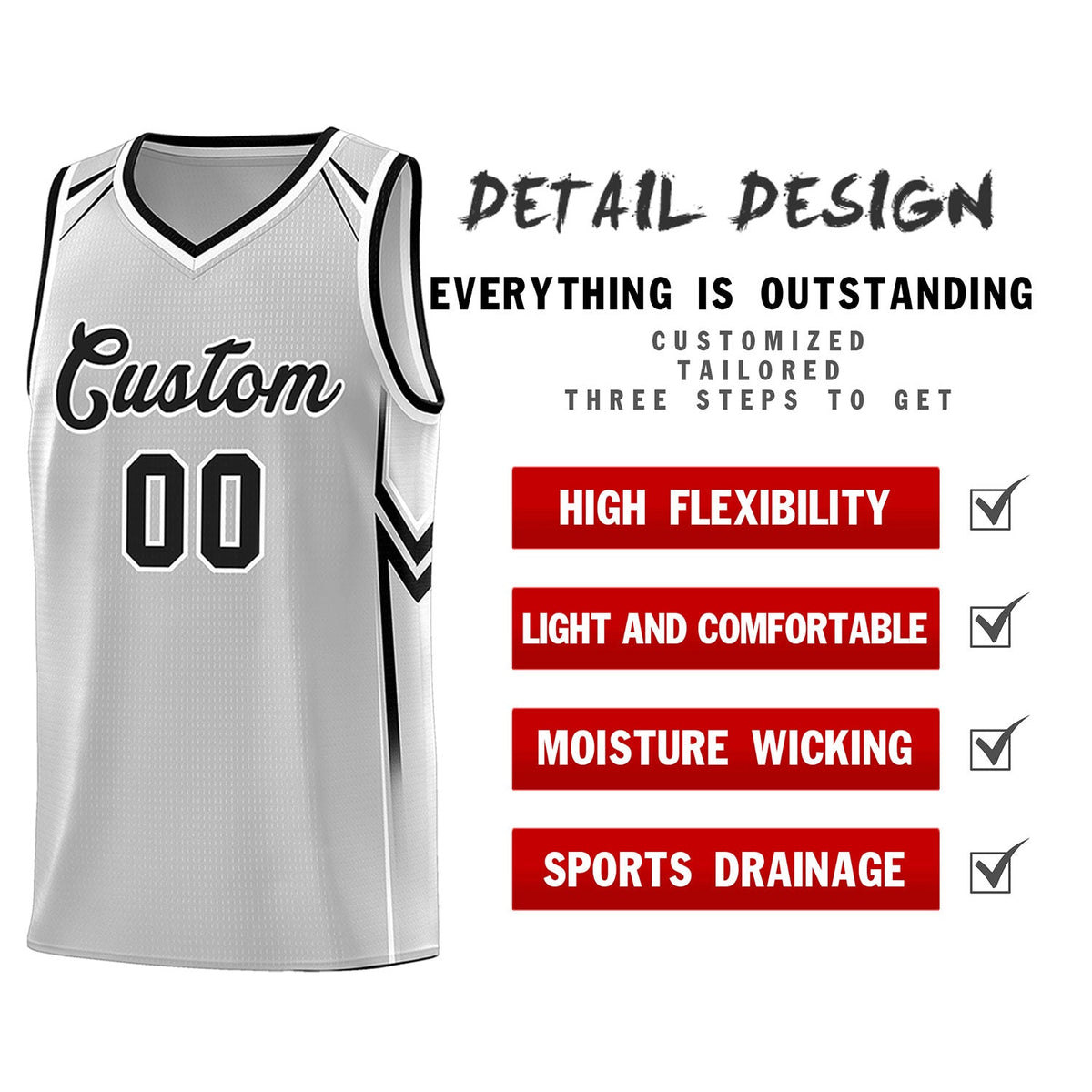 Custom Gray Arrow Graffiti Pattern Sports Uniform Basketball Jersey Limited