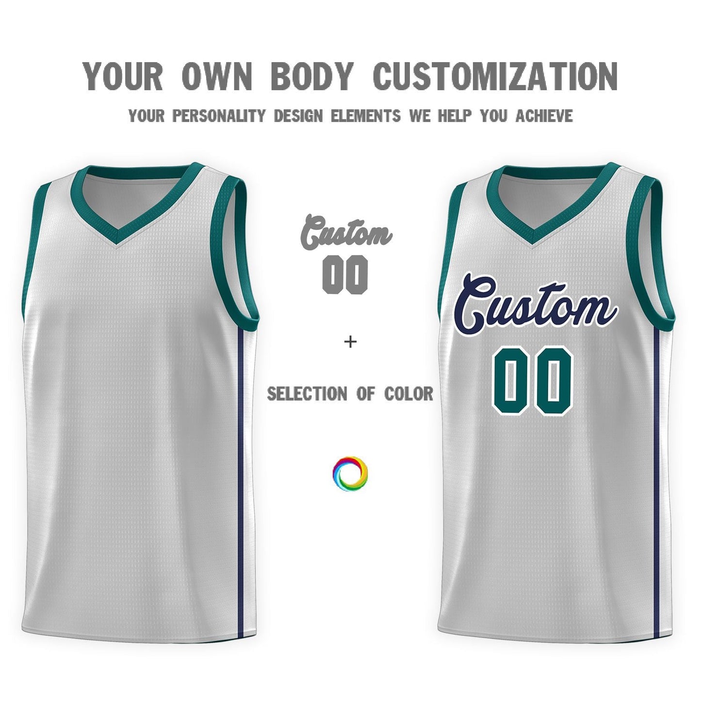 Custom Gray Navy-White Side Two Bars Sports Uniform Basketball Jersey Limited