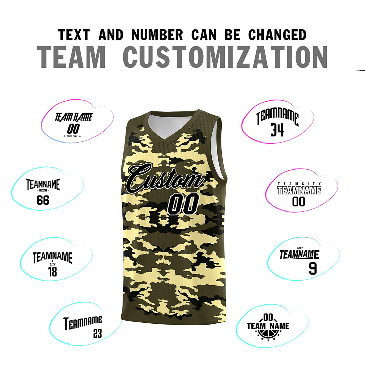 Custom Olive Black-Khaki Personalized Camo Sets Sports Uniform Basketball Jersey Limited