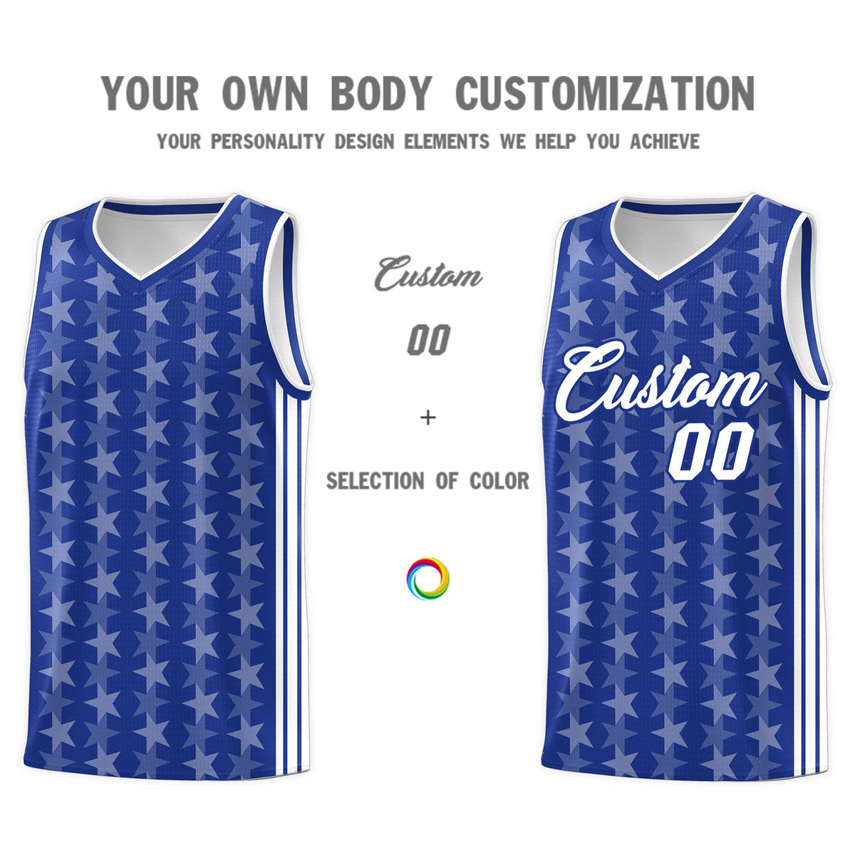 Custom Royal White Star Graffiti Pattern Sets Sports Uniform Basketball Jersey Limited
