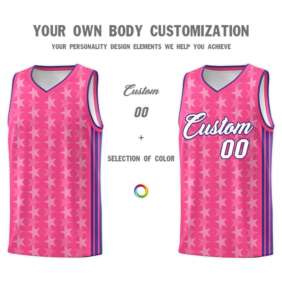 Custom Pink White Star Graffiti Pattern Sets Sports Uniform Basketball Jersey Limited
