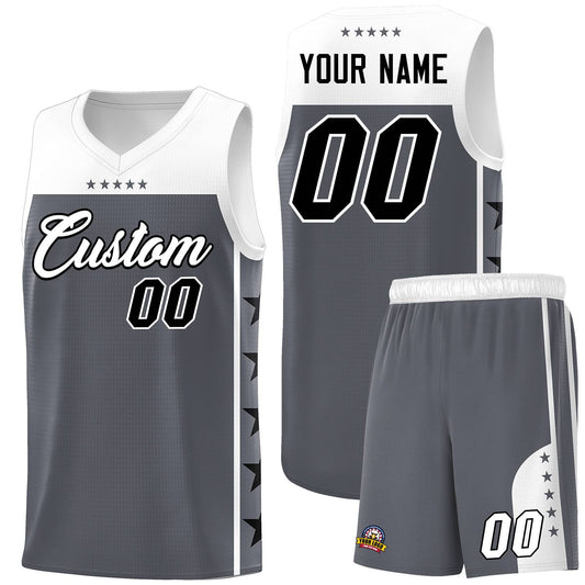 Custom Dark Gray White Personalized Star Pattern Sports Uniform Basketball Jersey