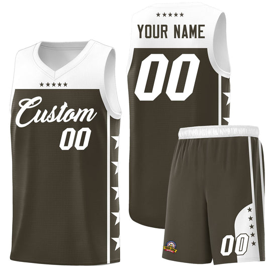 Custom Olive White Personalized Star Pattern Sports Uniform Basketball Jersey