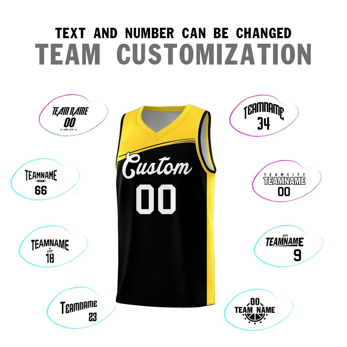 Custom Black Gold-White Color Block Sports Uniform Basketball Jersey Limited