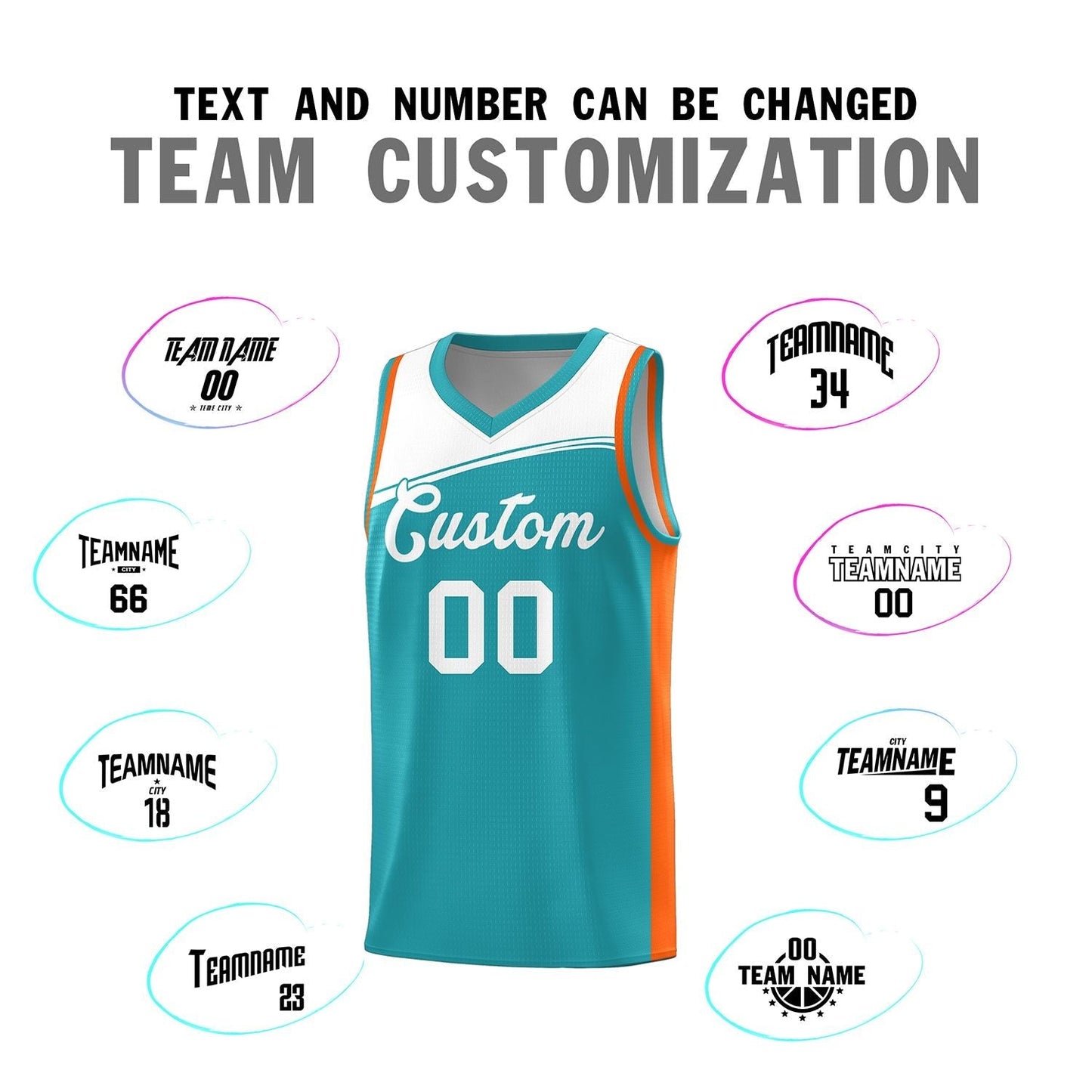 Custom Aqua White Color Block Sports Uniform Basketball Jersey Limited