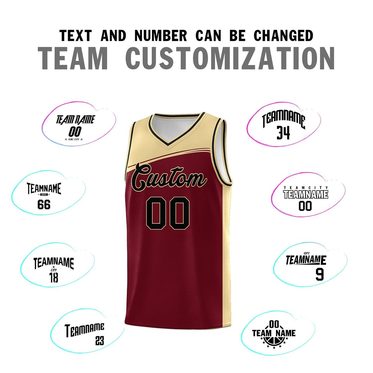 Custom Crimson Khaki-Black Color Block Sports Uniform Basketball Jersey Limited