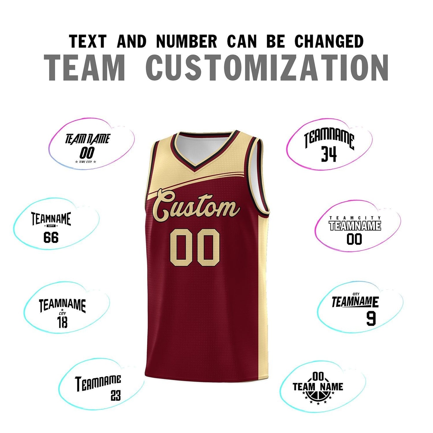 Custom Crimson Khaki Color Block Sports Uniform Basketball Jersey Limited