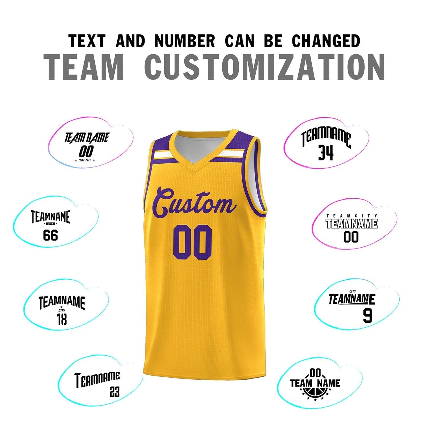 Custom Gold Purple-White Classic Sports Uniform Basketball Jersey Limited
