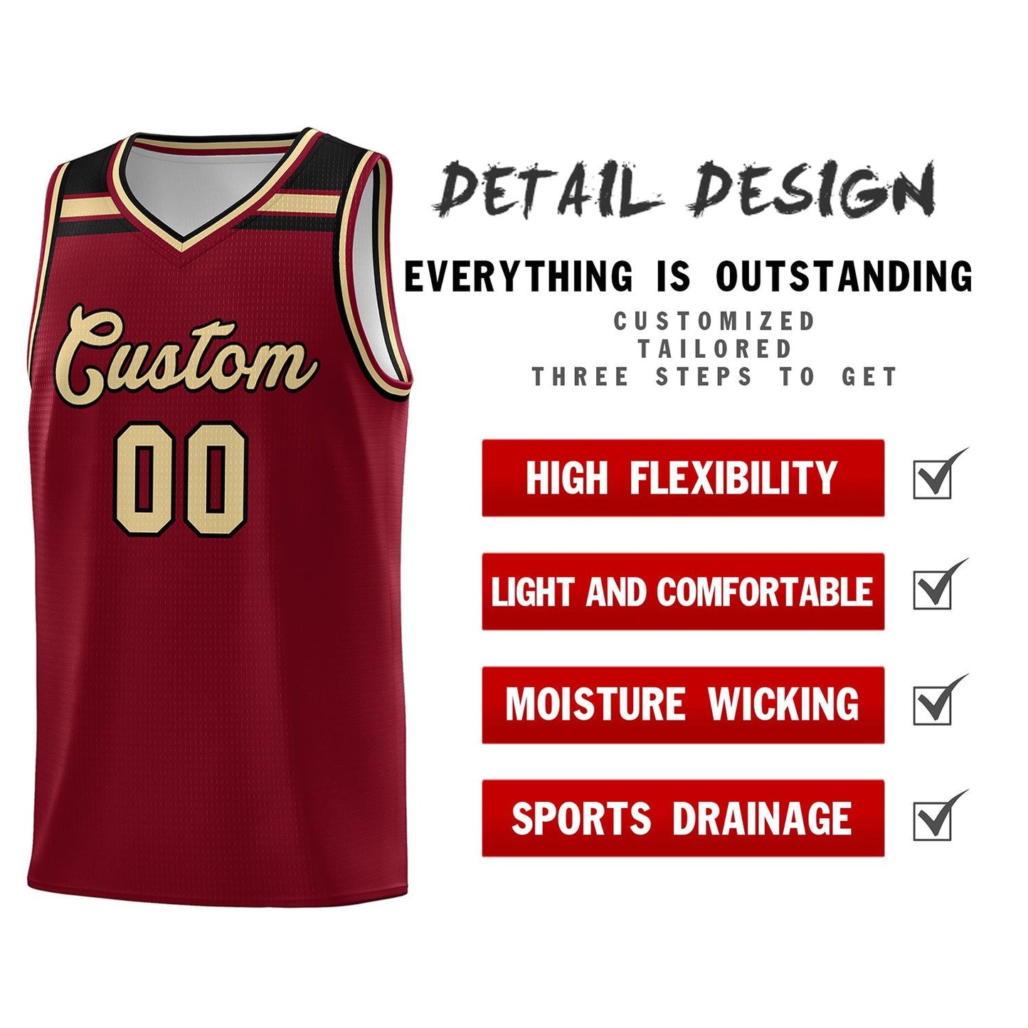 Custom Crimson Khaki-Black Classic Sports Uniform Basketball Jersey Limited