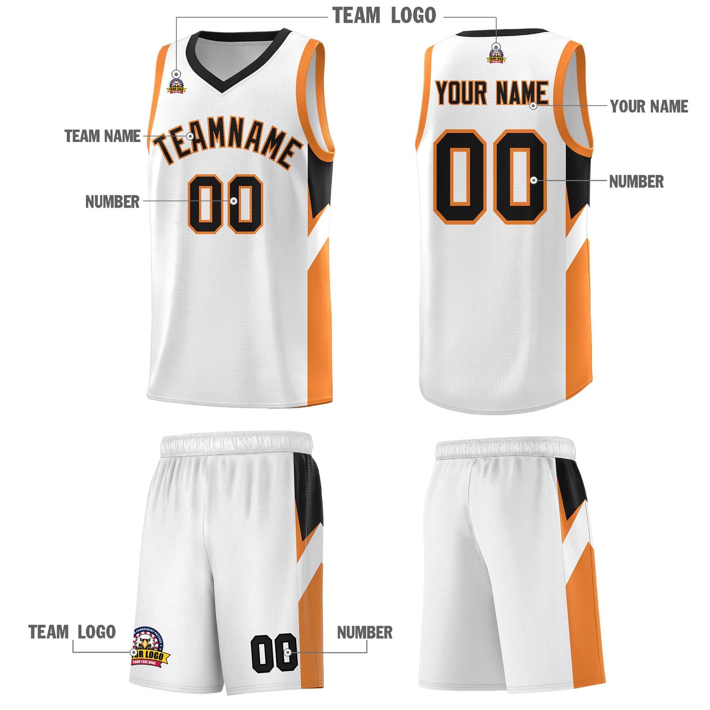 Custom White Black Side Design Sets Sports Uniform Basketball Jersey Limited