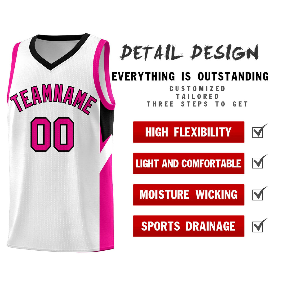Custom White Black Side Design Sets Sports Uniform Basketball Jersey Limited
