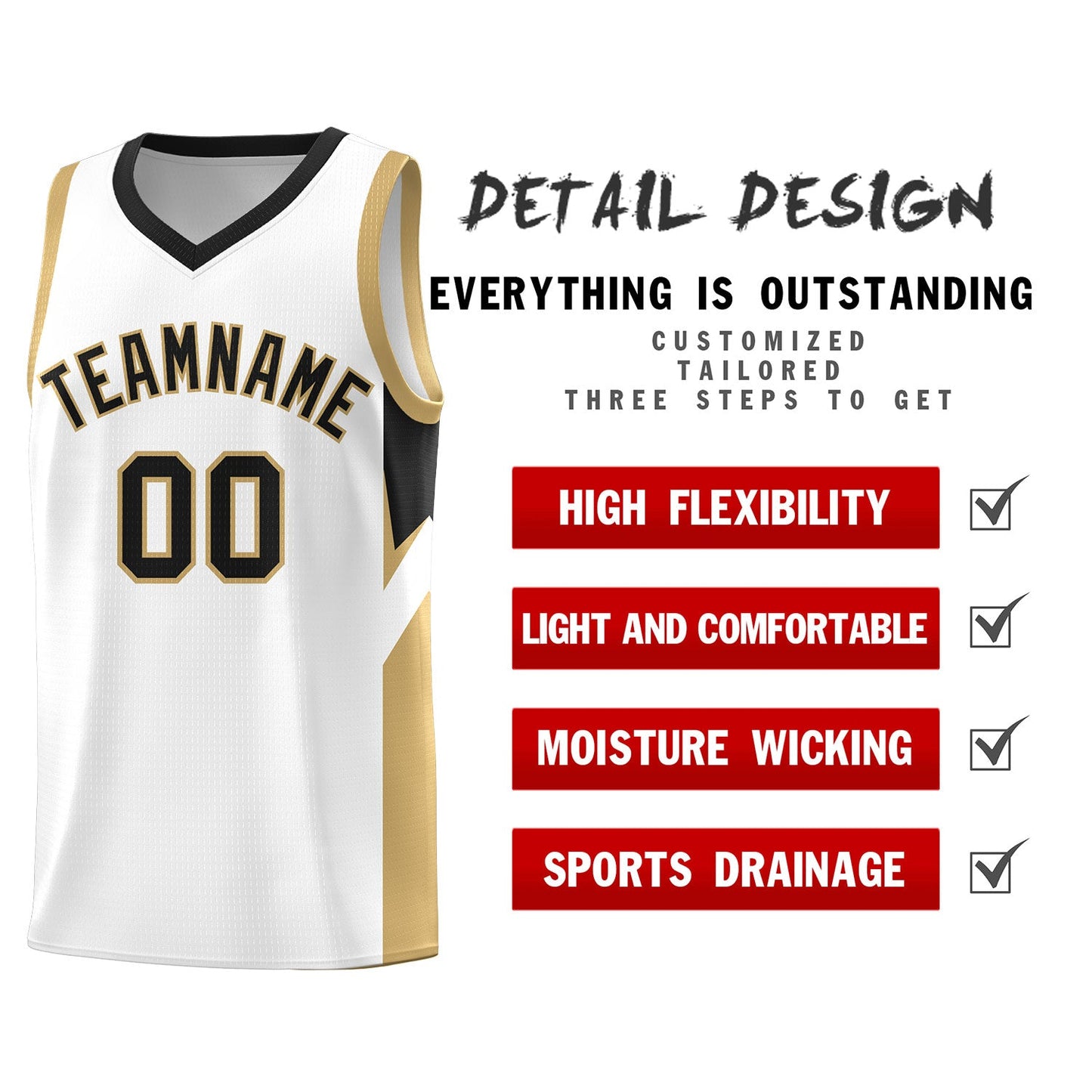 Custom White Black Side Design Sets Sports Uniform Basketball Jersey Limited