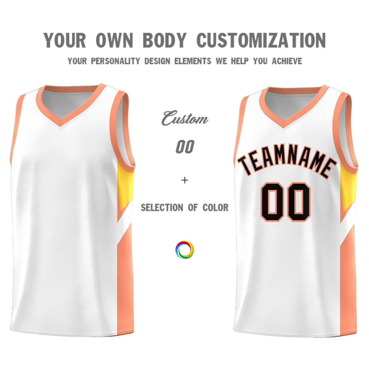 Custom White Orange Side Design Sets Sports Uniform Basketball Jersey Limited