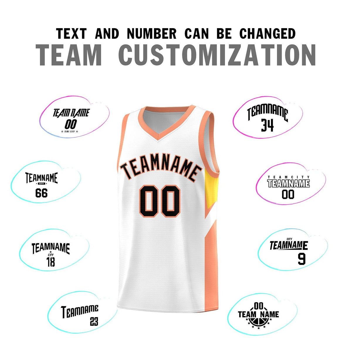Custom White Orange Side Design Sets Sports Uniform Basketball Jersey Limited