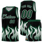 Custom Black Hunter Green Hem Flame Pattern Fashion Sports Uniform Basketball jersey
