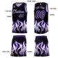 Custom Black Purple Hem Flame Pattern Fashion Sports Uniform Basketball jersey Limited