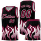 Custom Black Crimson Hem Flame Pattern Fashion Sports Uniform Basketball jersey