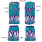 Custom Aqua Purple Hem Flame Pattern Fashion Sports Uniform Basketball jersey Limited