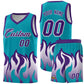 Custom Aqua Purple Hem Flame Pattern Fashion Sports Uniform Basketball jersey